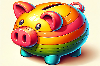 Sparschwein, das symbolisiert, dass man mit grauen Kunststofffenstern Geld spart