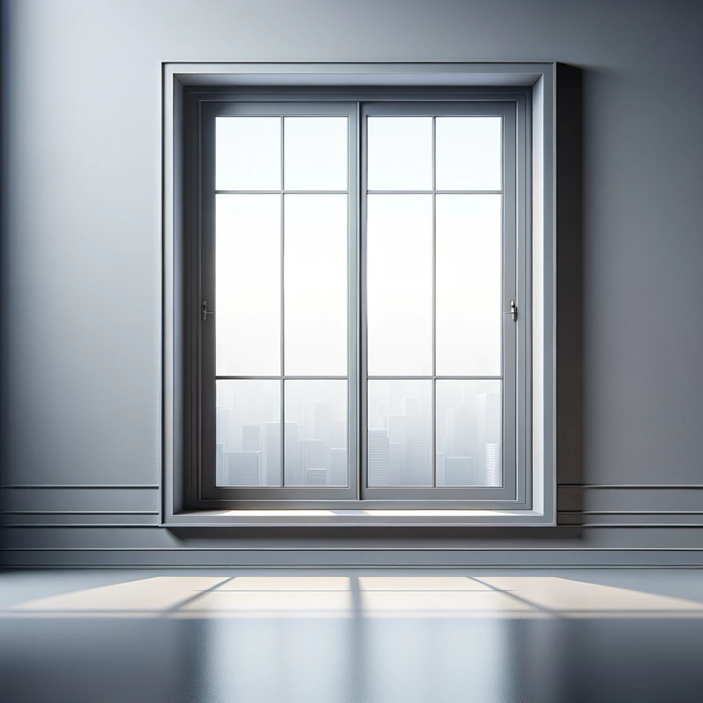 minimalistisches Kunststofffenster in Grau